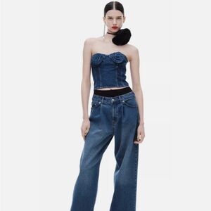 H&M Magda Butrym flower corset Jean sleeveless tube top size small